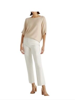 Quince Lightweight Cotton Cashmere Link-Stitch Dolman Sweater Womens  Size L